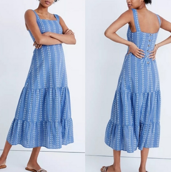 Madewell Dresses & Skirts - Madewell Embroidered Button Back Tiered  Sundress Size 2